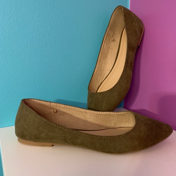 olive green flats